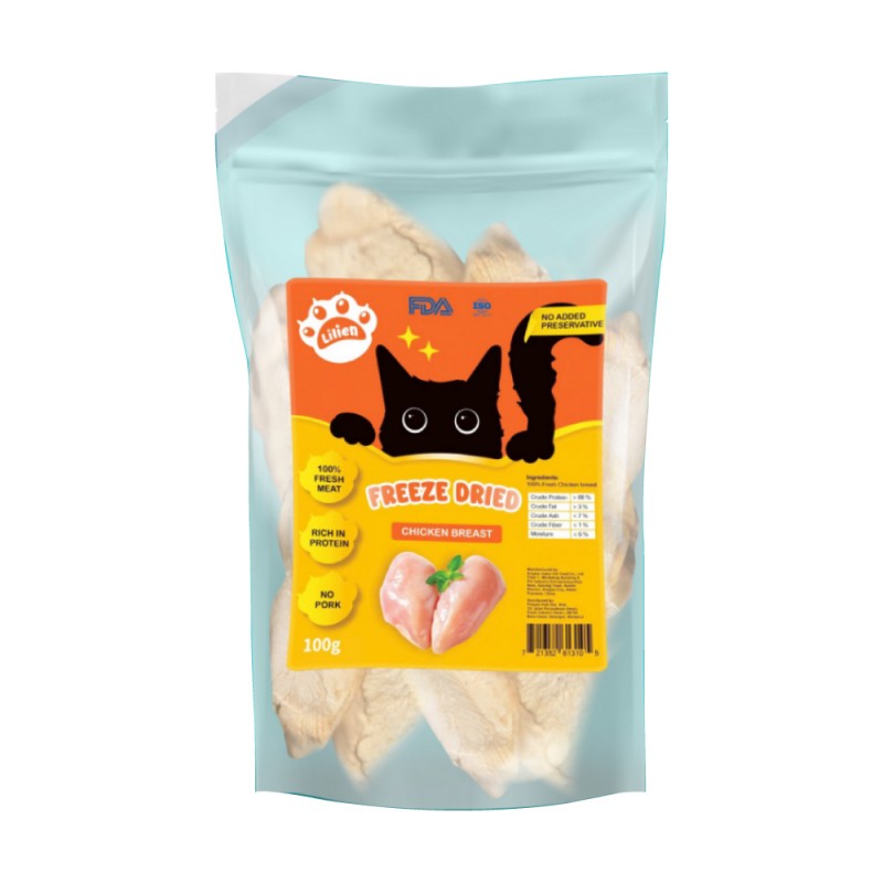 LILIEN Freeze Dried Chicken (Liver/Breast/Diced) - 100g / 500g for Cat Food, Makanan Kucing, Cat Treat