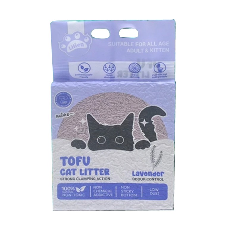 LILIEN Cat Tofu Litter 6L/1.6kg for Pasir Kucing, Cat Litter Tofu, 猫砂 - (Milk/ Lavender/ Charcoal)