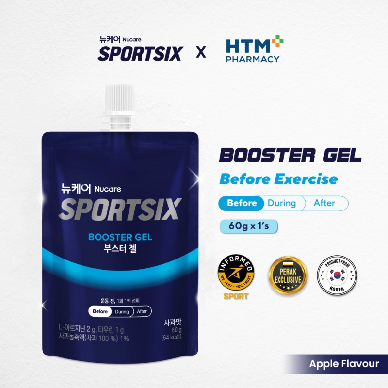 SPORTSIX Booster Gel 60g (Apple) Pre Workout, Energy Gel, Energy Booster, Amino Energy