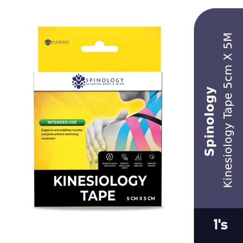 SPINOLOGY Kinesiology Tape 5cm X 5M for Strapping Tape, Sport Tape, Tape Sport