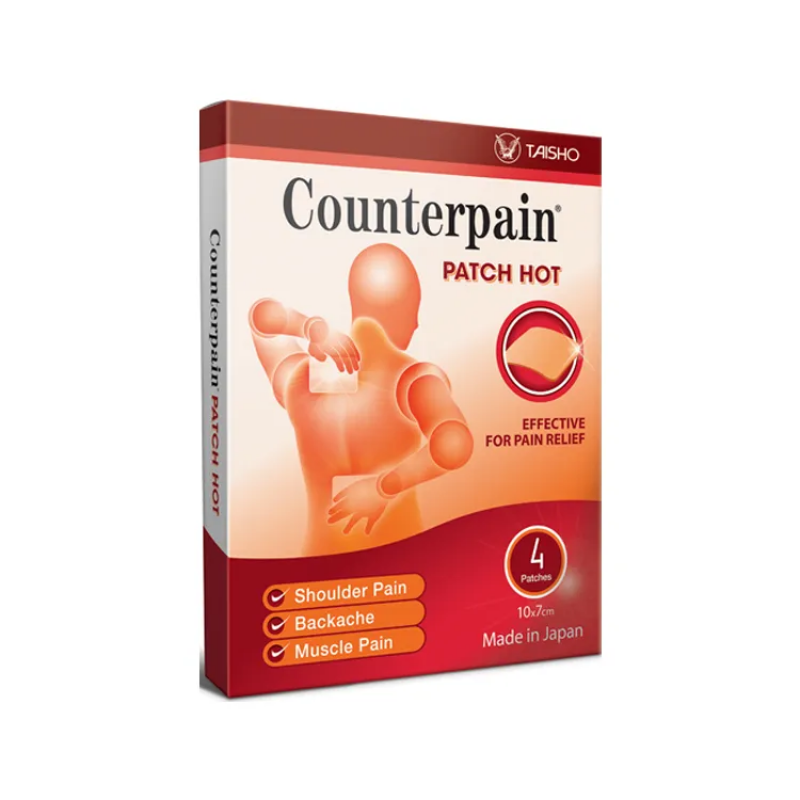COUNTERPAIN Patch Hot 10cm X 7cm 4's for Pain Relief Patch, Pain Relief