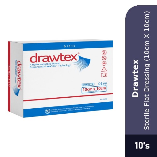DRAWTEX Flat Dressing Hydroconductive Sterile Wound Dressing (D1010) 10cm X 10cm 10's