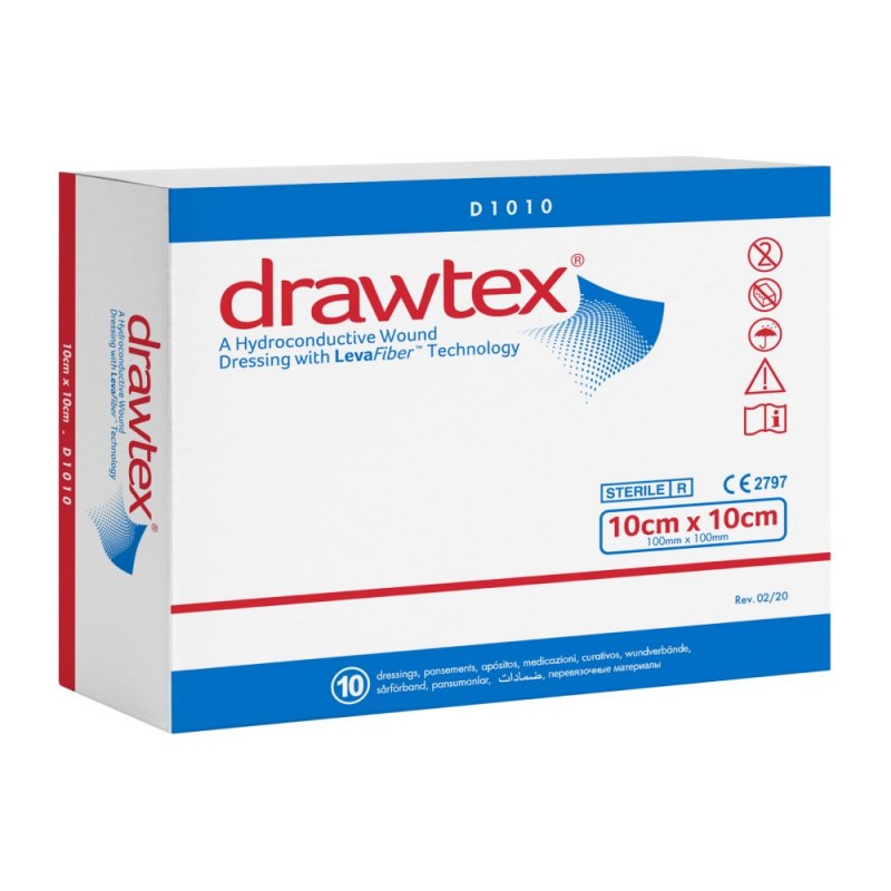 DRAWTEX Flat Dressing Hydroconductive Sterile Wound Dressing (D1010) 10cm X 10cm 10's