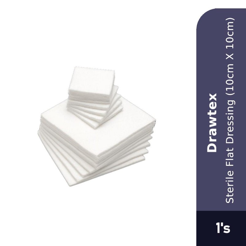 DRAWTEX Flat Dressing Hydroconductive Sterile Wound Dressing (D1010) 10cm X 10cm 1's