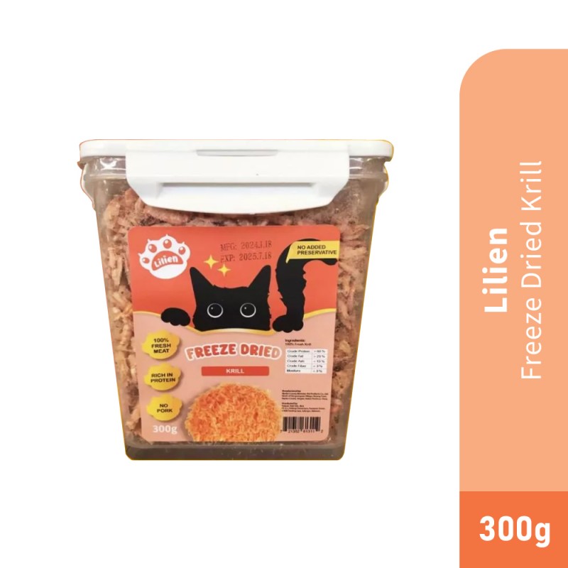 LILIEN Freeze Dried Krill Cat Snack 300g for Cat Treat, Cat Food, Makanan Kucing