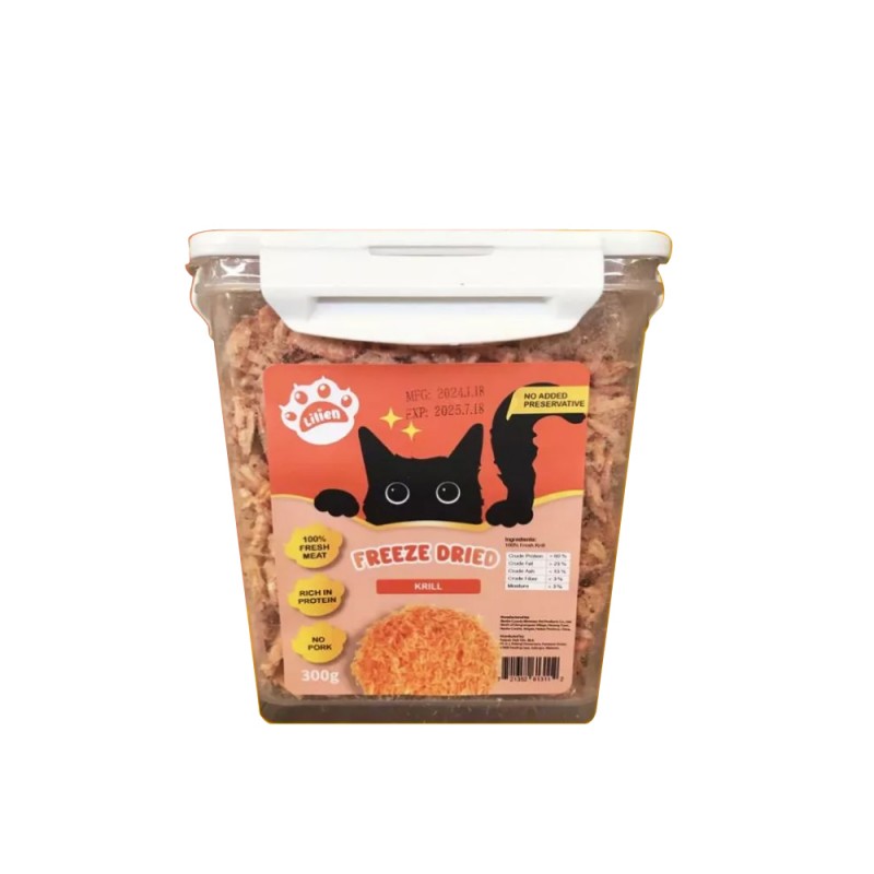 LILIEN Freeze Dried Krill Cat Snack 300g for Cat Treat, Cat Food, Makanan Kucing