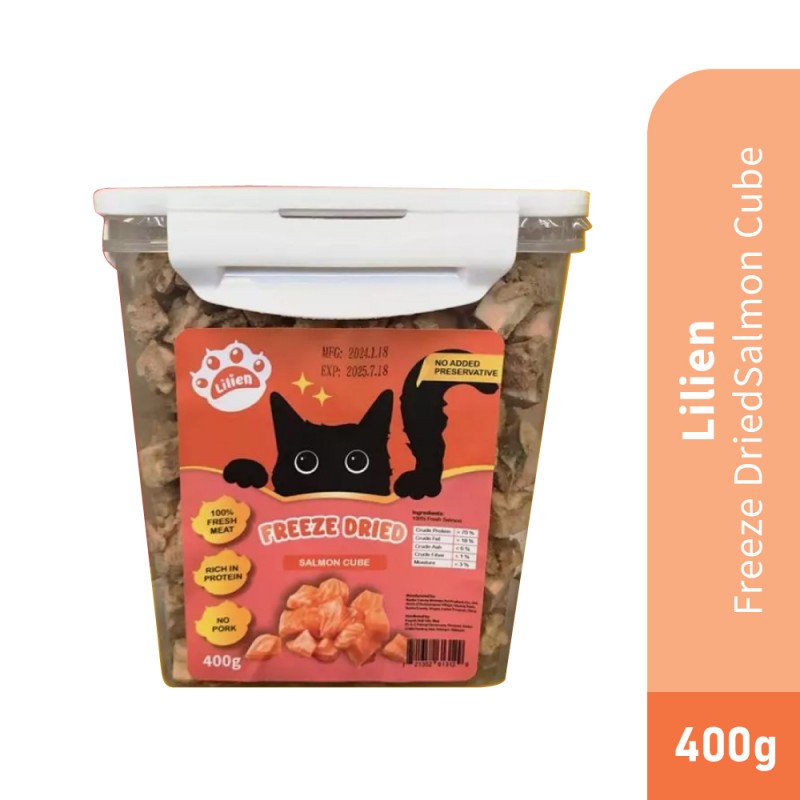LILIEN Freeze Dried Salmon Cube Cat Snack 400g for Cat Treat, Cat Food, Makanan Kucing
