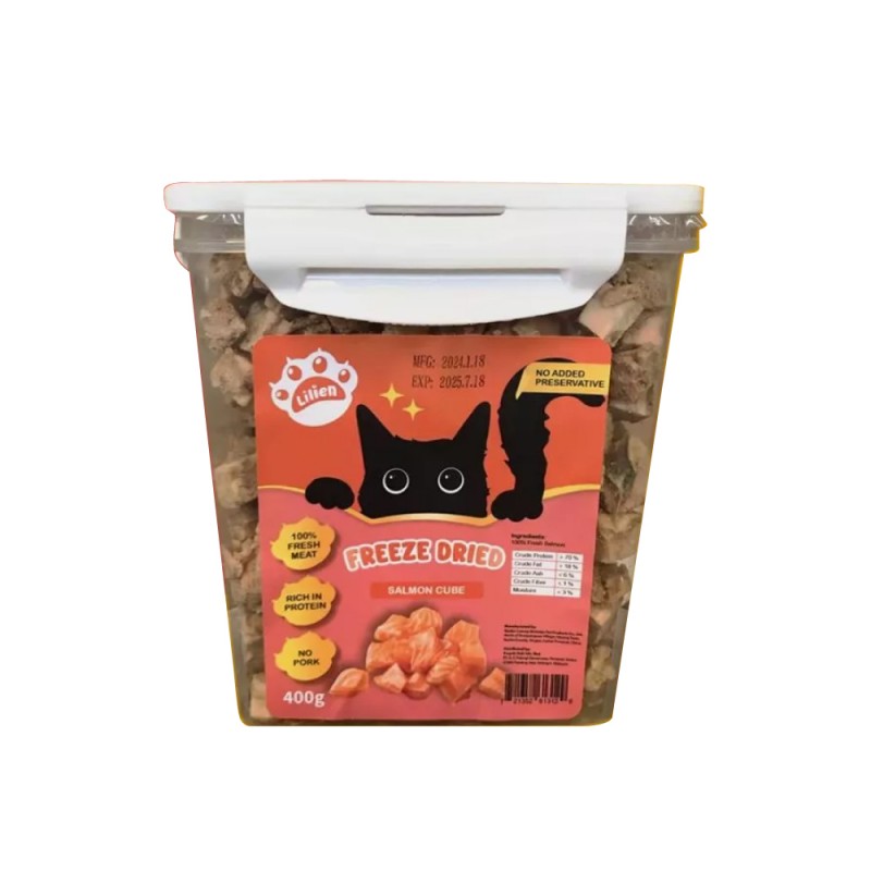 LILIEN Freeze Dried Salmon Cube Cat Snack 400g for Cat Treat, Cat Food, Makanan Kucing