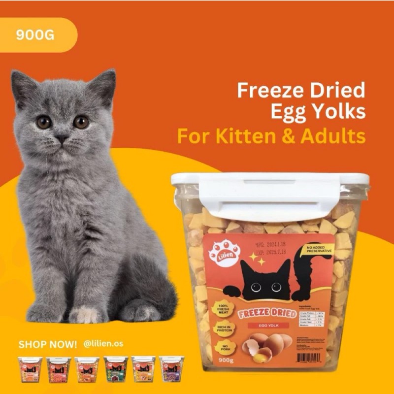 LILIEN Freeze Dried Egg Yolks Cat Snack 400g for Cat Treat, Cat Food, Makanan Kucing