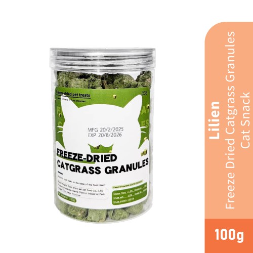 LILIEN Freeze Dried Catgrass Granules Cat Snack 100g for Cat Food, Cat Snack, Cat Treat