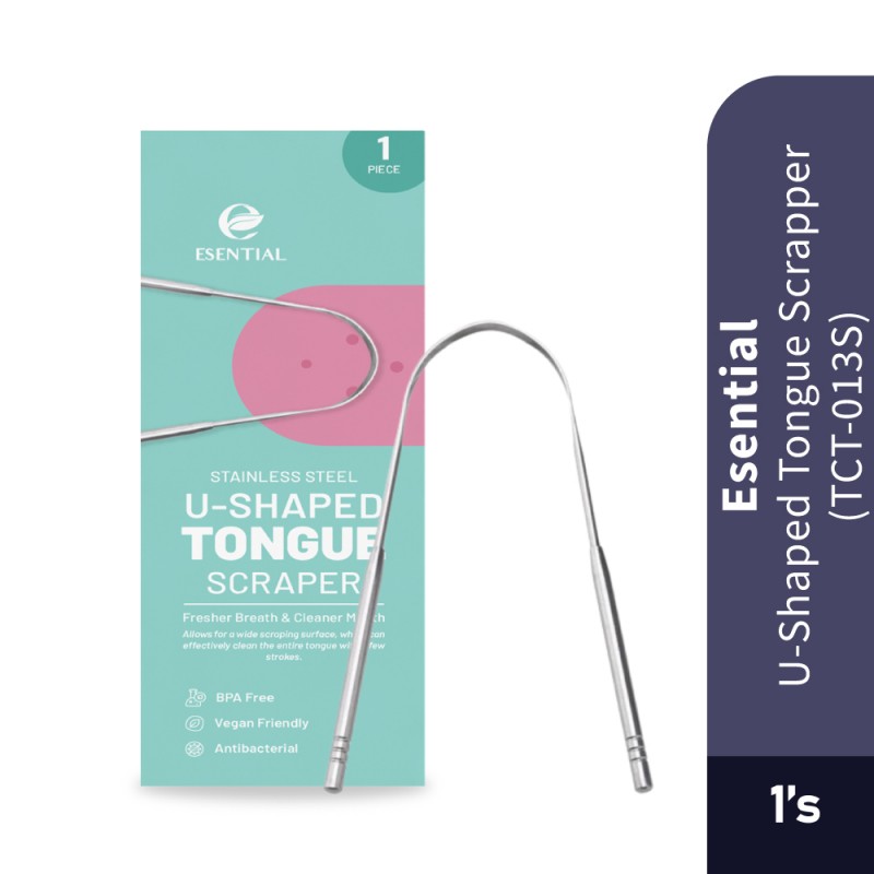 ESENTIAL U-Shaped Tongue Scraper 1's for Tongue Cleaner, Tongue Scaper (TCT-010S)