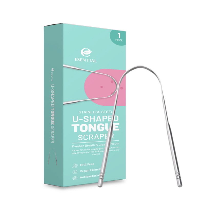 ESENTIAL U-Shaped Tongue Scraper 1's for Tongue Cleaner, Tongue Scaper (TCT-010S)
