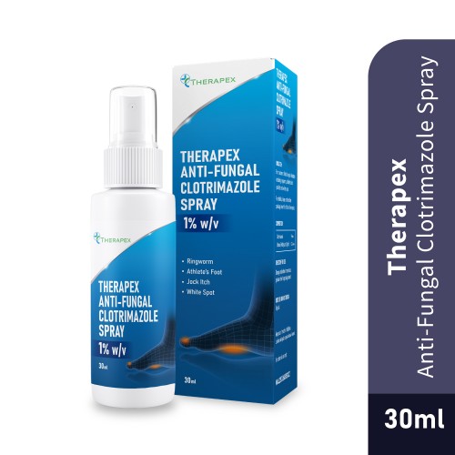 THERAPEX Anti-Fungal Clotrimazole Spray 1% w/v 30ml for Anti Fungal Spray, Foot Spray