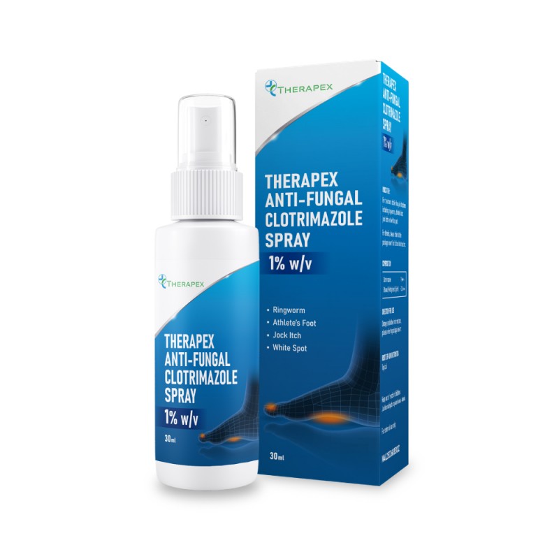 THERAPEX Anti-Fungal Clotrimazole Spray 1% w/v 30ml for Anti Fungal Spray, Foot Spray