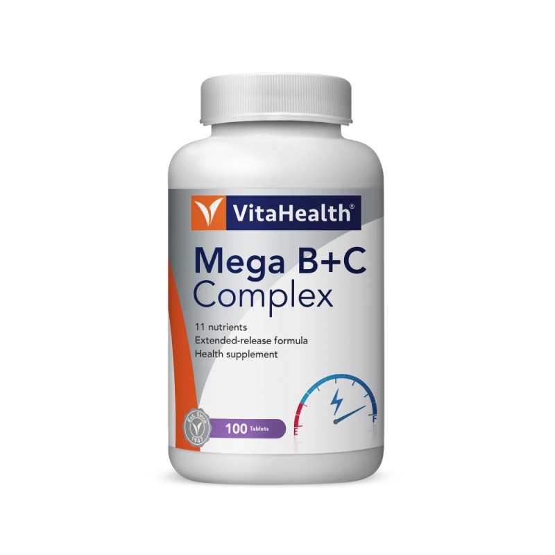 VITAHEALTH Mega B+C Complex 100's Vitamin B Complex, Vitamin C Supplement, Ubat Kuat