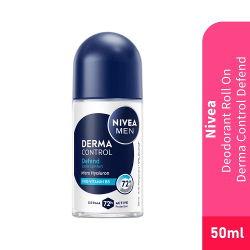 NIVEA Men Roll On Deodorant 50ml - Derma Control Defend for Ketiak Wangi Deodorant