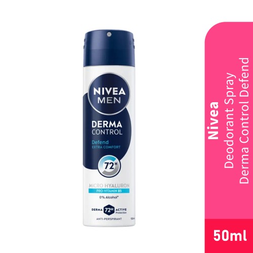 NIVEA Men Deodorant Spray 50ml - Derma Control Defend for Ketiak Wangi Deodorant