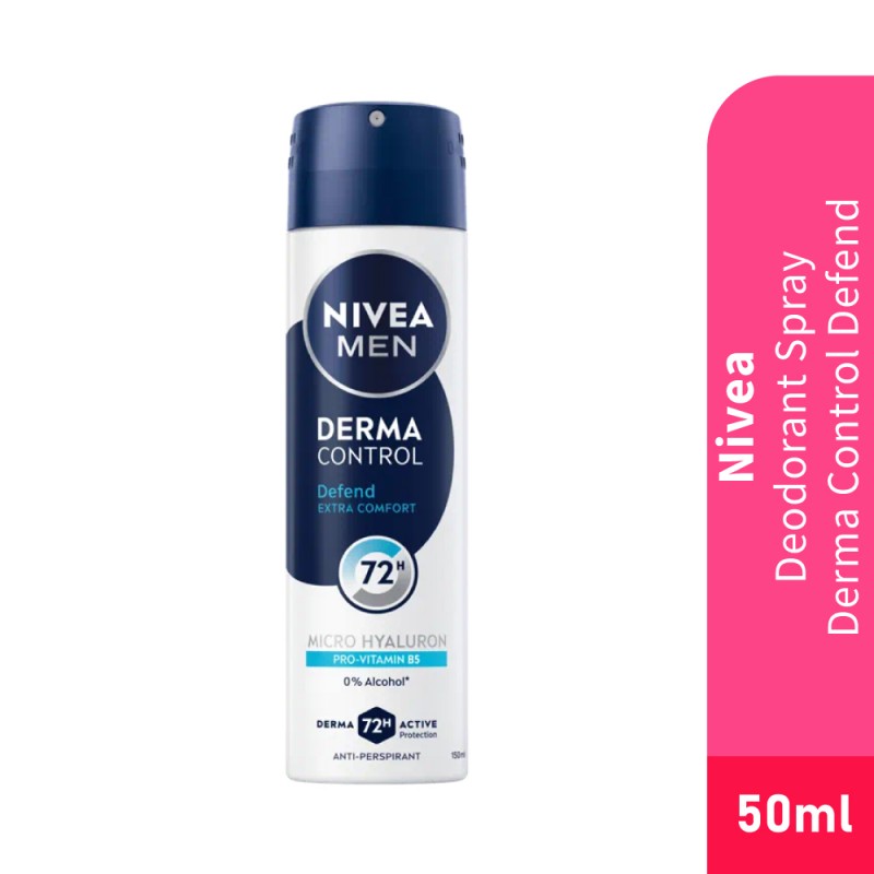 NIVEA Men Deodorant Spray 50ml - Derma Control Defend for Ketiak Wangi Deodorant