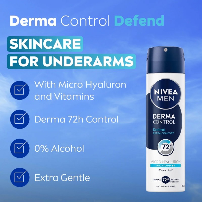NIVEA Men Deodorant Spray 50ml - Derma Control Defend for Ketiak Wangi Deodorant