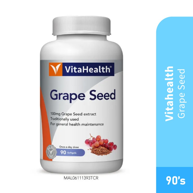 VITAHEALTH Grape Seed 90's for Antioxidant, Varicose Veins Supplement, Grape Seed Supplement