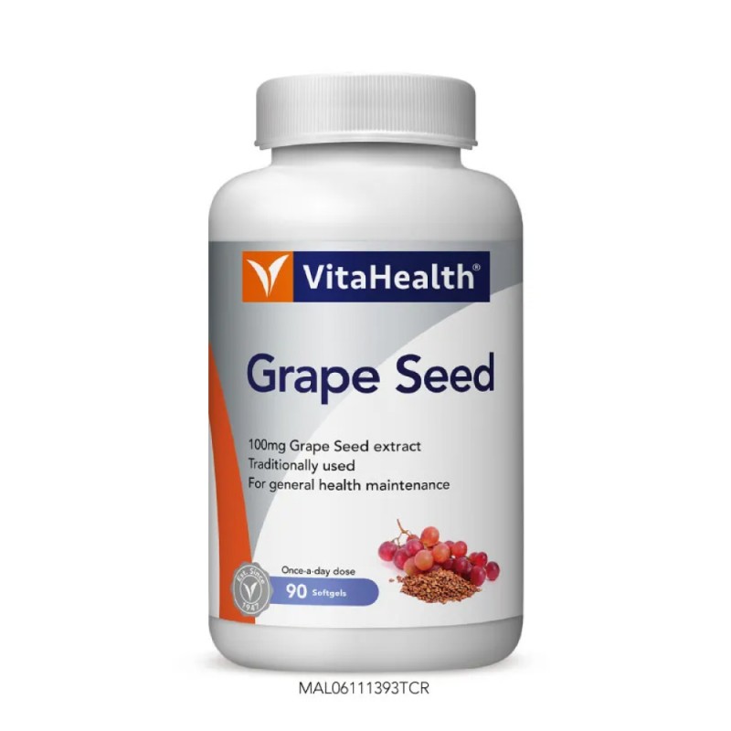 VITAHEALTH Grape Seed 90's for Antioxidant, Varicose Veins Supplement, Grape Seed Supplement
