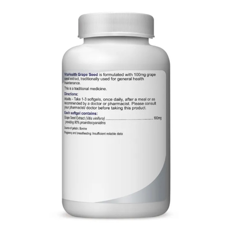 VITAHEALTH Grape Seed 90's for Antioxidant, Varicose Veins Supplement, Grape Seed Supplement