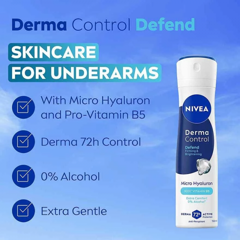 NIVEA Female Deodorant Spray 50ml - Derma Control (Defend / Bright Repair) for Female Deodorant