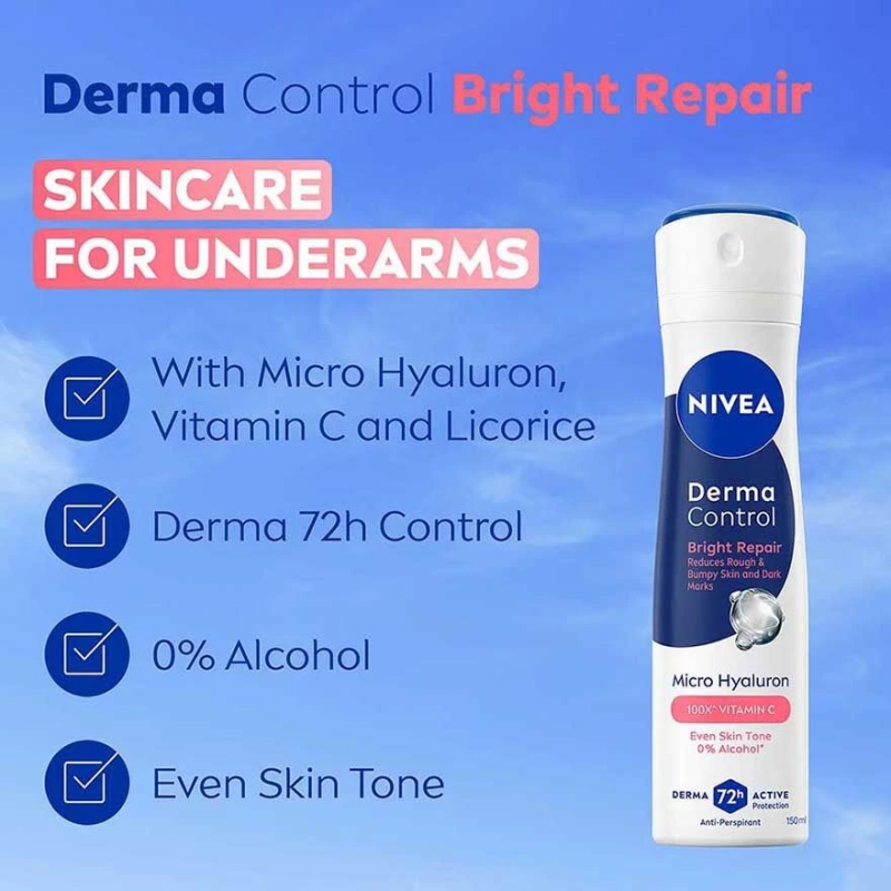 NIVEA Female Deodorant Spray 50ml - Derma Control (Defend / Bright Repair) for Female Deodorant