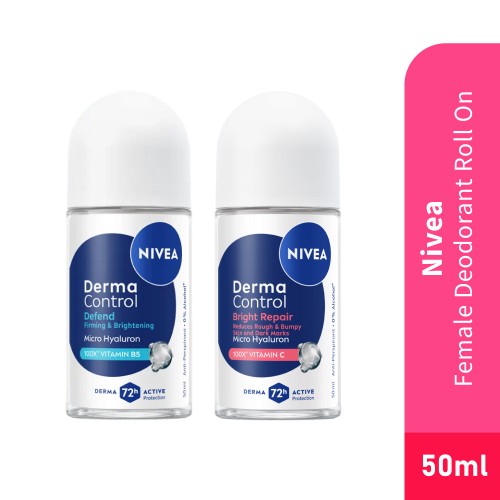 NIVEA Female Roll On Deodorant 50ml - Derma Control (Defend / Bright Repair) for Female Deodorant