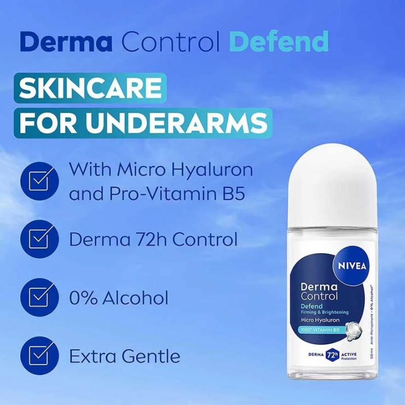 NIVEA Female Roll On Deodorant 50ml - Derma Control (Defend / Bright Repair) for Female Deodorant