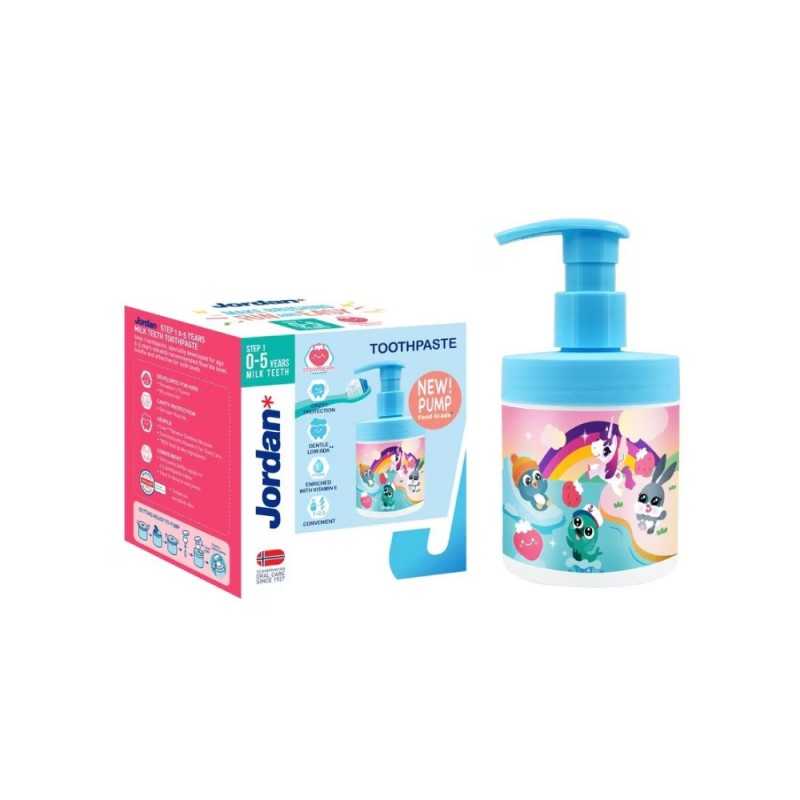 JORDAN Toothpaste Pump Step 1 188g - Strawberry Kids Toothpaste, Ubat Gigi Kanak-Kanak