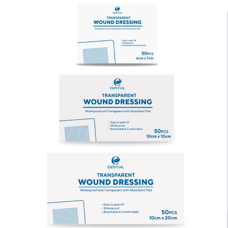 ESENTIAL Transparent Wound Dressing 50's for Wound Dressing Waterproof, Dressing Set