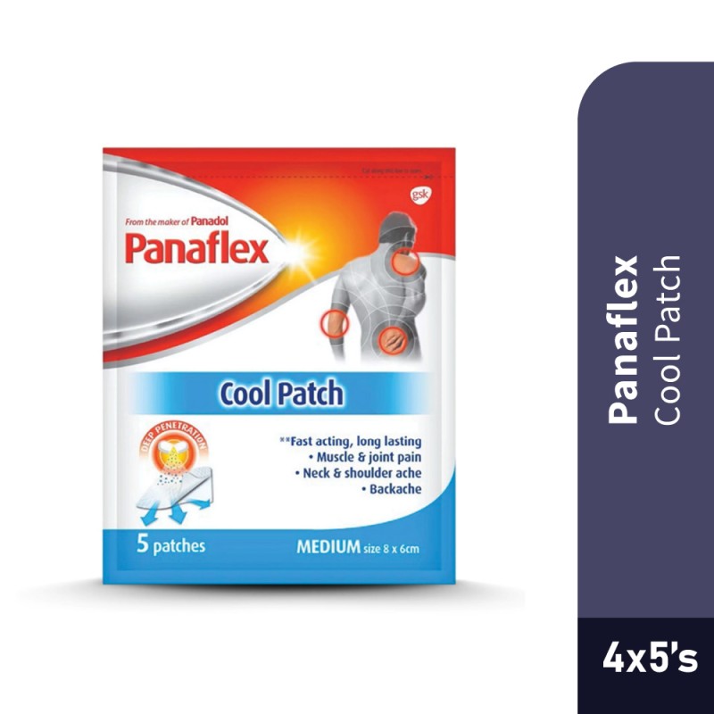 PANAFLEX Cool Patch 5's X 4 for Panaflex Pain Relief Patch, Muscle Patch