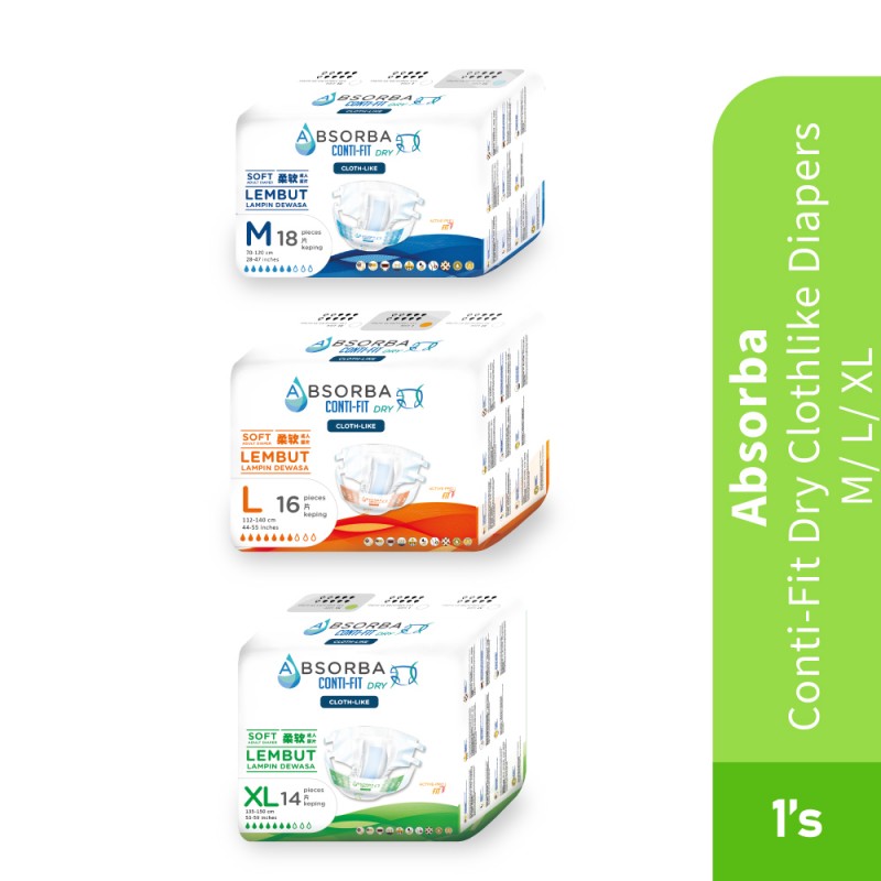 ABSORBA Conti-Fit Dry Clothlike Diapers for Absorba Diaper, Adult Diapers Pants Murah