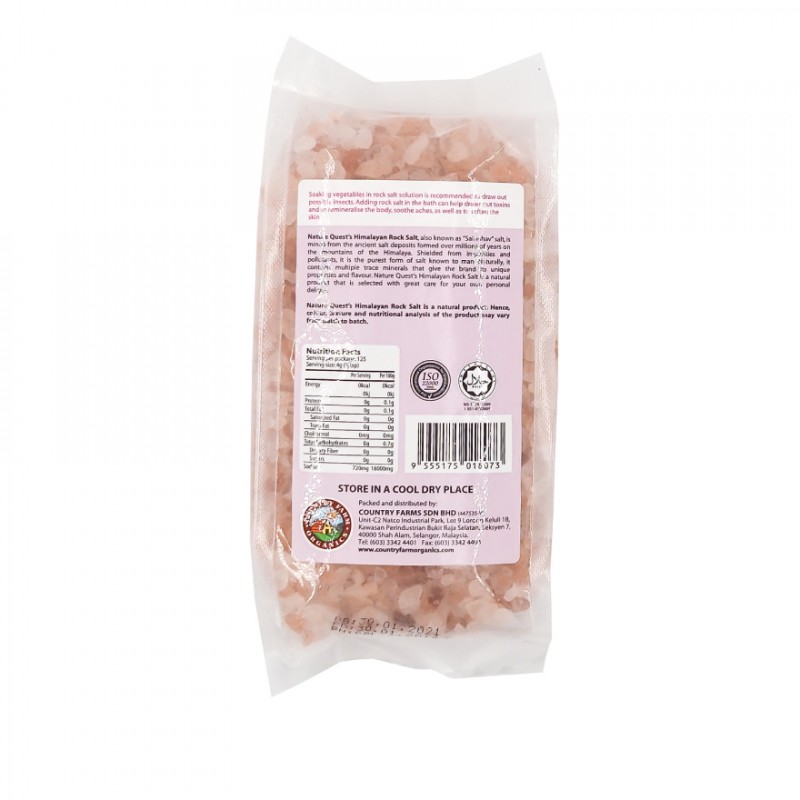 COUNTRY FARM NATURE QUEST Himalayan Rock Salt 500g (Coarse) for Natural Salt, Garam Bukit Himalaya
