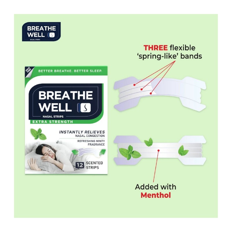 Breathe Well Nasal Strips 12's Extra Strength for nose strip, nasal strip