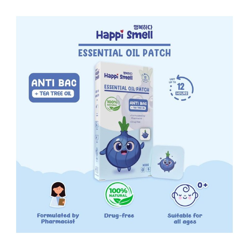 Happi Smell Onion Essential Oil Patch 6's Anti Bac for Sinus, Patch, Essential Oil