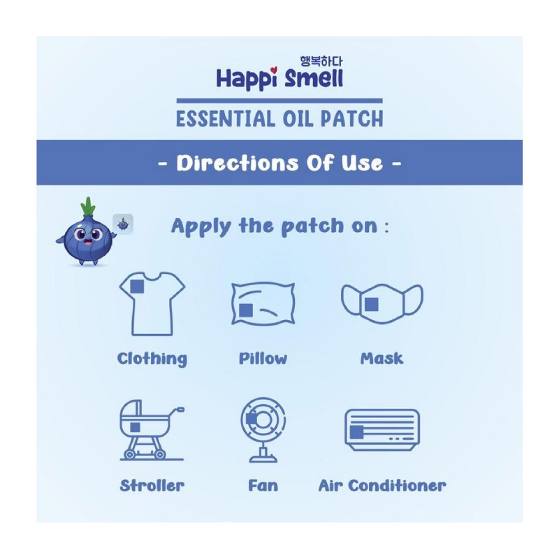 Happi Smell Onion Essential Oil Patch 6's Anti Bac for Sinus, Patch, Essential Oil