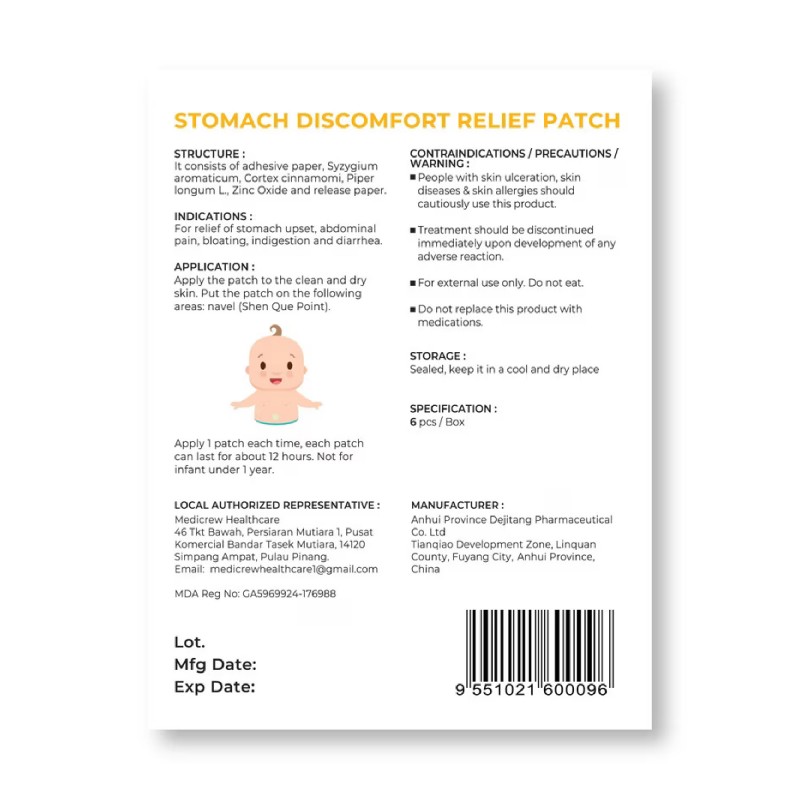 No More Pain Pain Stomach Relief Patch 6's for Stomach Pain, Patch