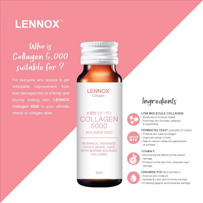 Lennox Collagen 5000 Botanical Beverage 20’s x 50ml – For Youthful, Radiant Skin
