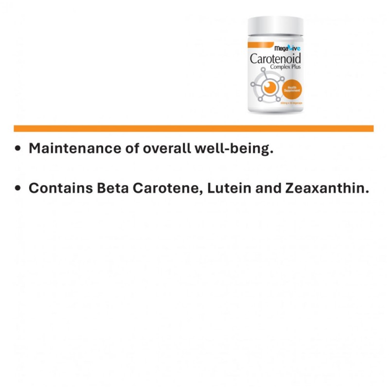 MEGALIVE Carotenoid Complex Plus 30's X 2 Vitamin A, Lutein Eye Supplement, Grape Seed Supplement