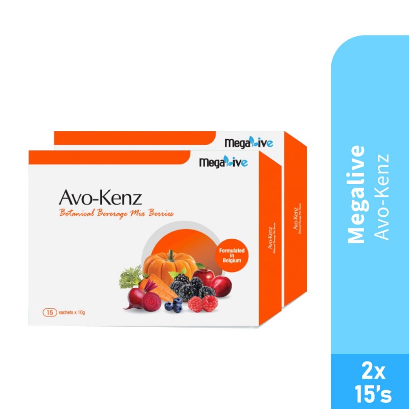 MEGALIVE Avo-Kenz 15's X 2 for Detox Drink with Senna, Apple Fiber, Digestive Enzyme, Ubat Sembelit