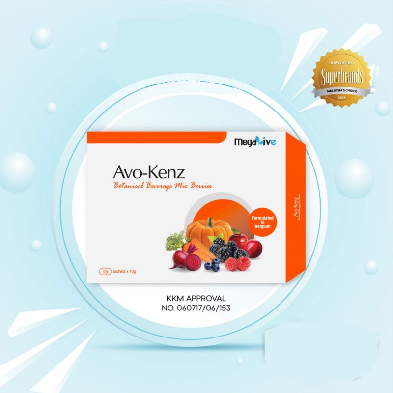 MEGALIVE Avo-Kenz 15's X 2 for Detox Drink with Senna, Apple Fiber, Digestive Enzyme, Ubat Sembelit