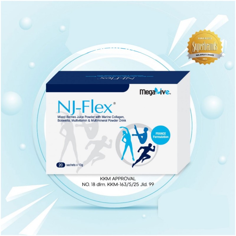 MEGALIVE Nj-Flex 10g 20's Supplement Sendi Dengan Glucosamine, Hyaluronic Acid, Joint Pain Supplements