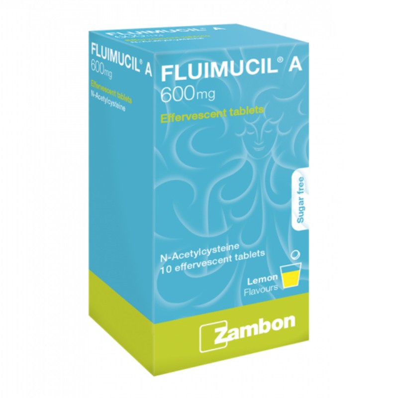 FLUIMUCIL A 600mg Effervescent 10's for Cough, Phlegm, Phlegm Medicine, Ubat Batuk, Ubat Kahak, 止咳药  - Lemon