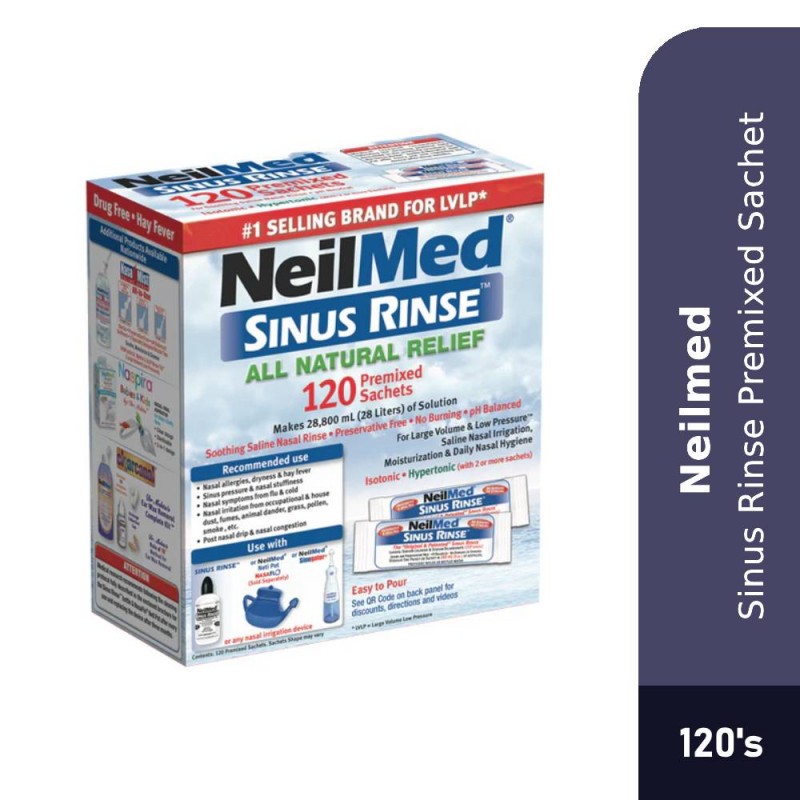Neilmed Sinus Rinse 120 Premixed Sachets 120's All Natural Relief for Adult Sinus Rinse