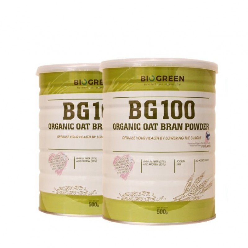 BIOGREEN BG100 Organic Oat Bran Powder 500g X 2