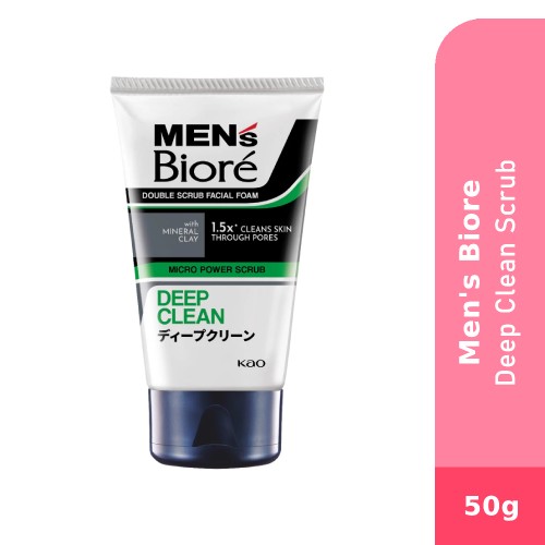 Biore Men's Facial Foam 50G - Double Scrub Deep Clean