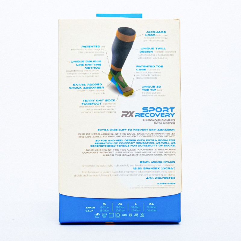 Rx Sport Recovery Compression Stocking Size (S) - Enhance Lactic Acid Removal & Blood Circulation