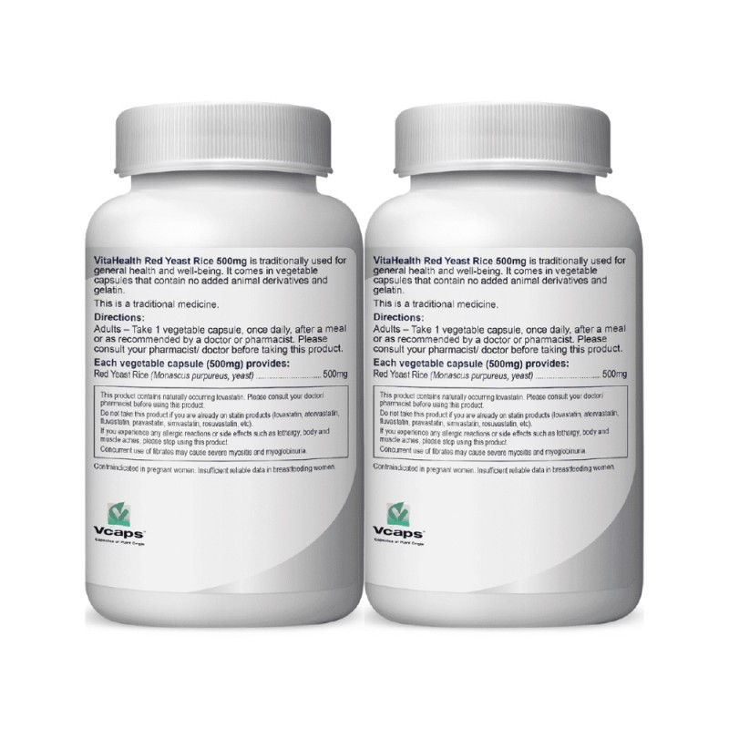 VITAHEALTH Red Yeast Rice 60's x2 - Vegetable Capsule, Red Yeast Rice, Cholesterol Supplement